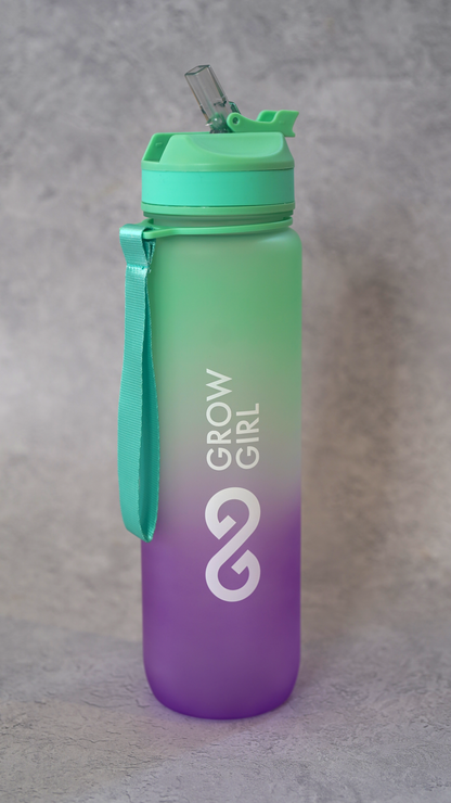 Grow Girl Water Bottle - 1 Litre - Orchid Purple with Lime Green Gradient