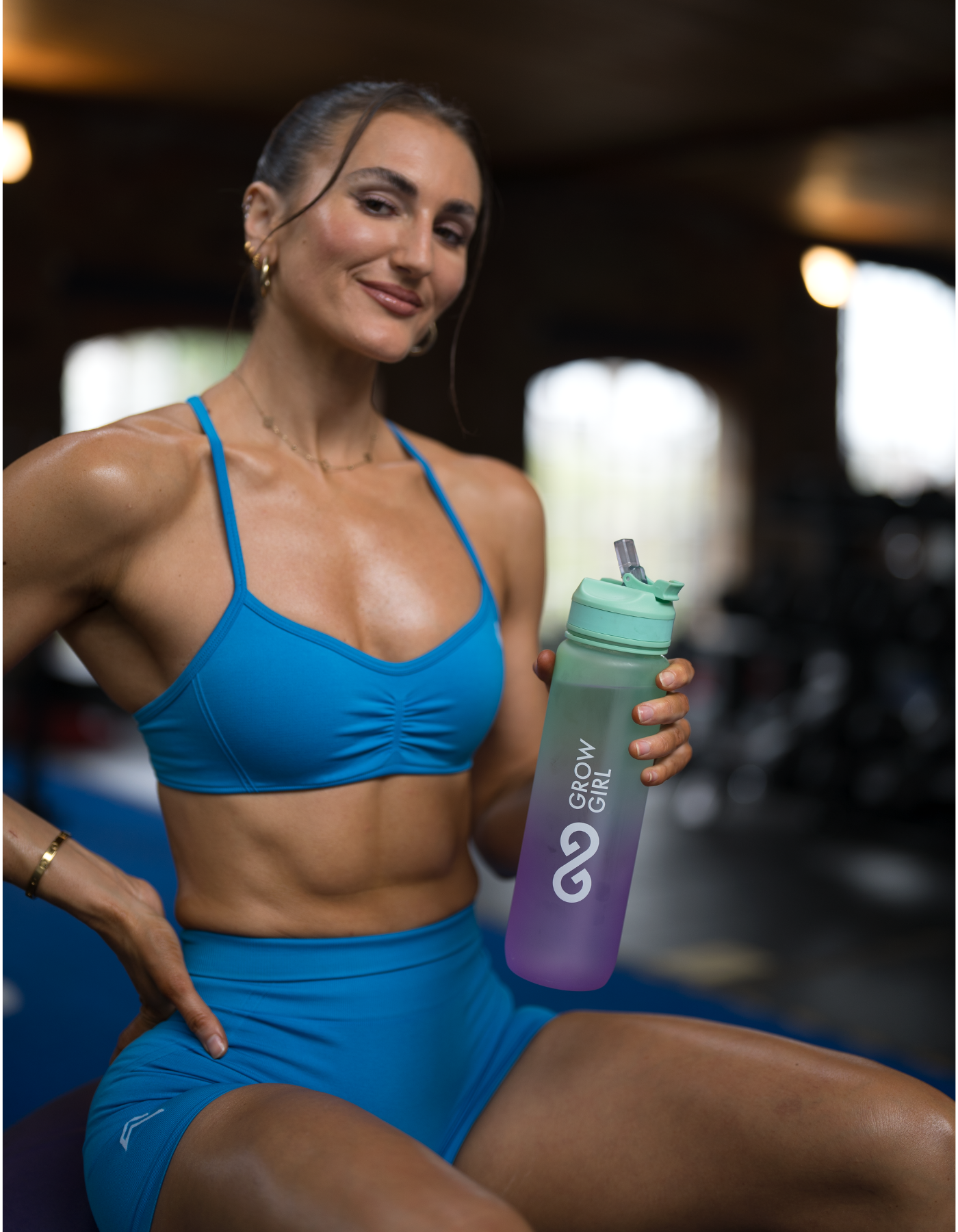 Grow Girl Water Bottle - 1 Litre - Orchid Purple with Lime Green Gradient